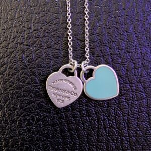 Tiffany & Co. Silver and Blue Heart Pendant Necklace